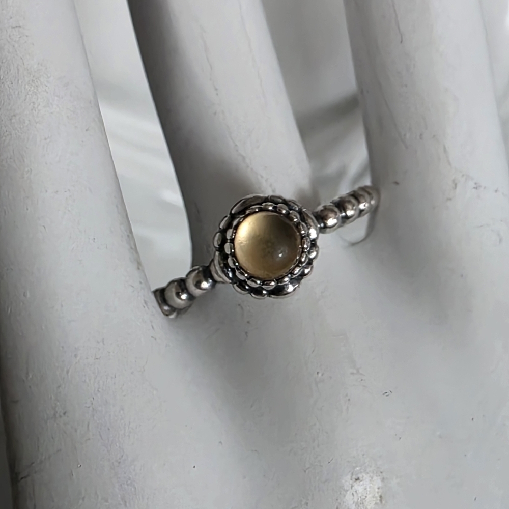 Pandora Birthday Blooms November Sterling Silver Citrine Ring 7.5 US (56 EUR) - Picture 2 of 14
